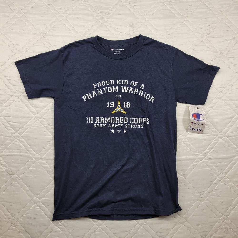 Proud Kid‎ of a Phantom Warrior blue Champion T shirt size youth L nwt